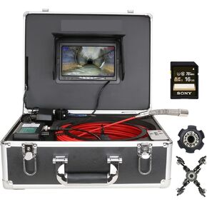 Sewer Camera, Sewer Camera With 7inch Monitor DVR Sewer Pipe Inspection Video Camera IP68 AHD 1080P Drain Sewer Pipeline Industrial Endoscope System With 12PCS LED(40 m)