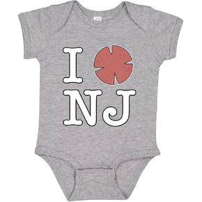 I Heart NJ Funny Love New Jersey Pork Roll Shape Breakfast Meme Fashion Baby Creeper Boys Girls Infant Bodysuit