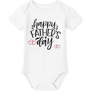 TMSD Baby Boys Happy Father's Day Short Sleeve Cotton Onesie Bodysuit White 6-9 Months