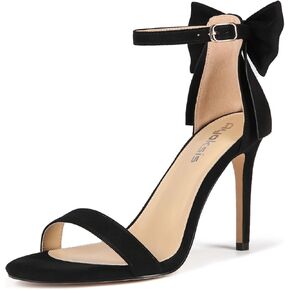 Women's Bow Tie Ankle Strap High Heels Sandals Open Toe Party Wedding Dress Stiletto Sandals