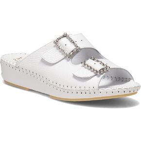 La Plume Women's, Jen Sandal White Rhinestone 39 M