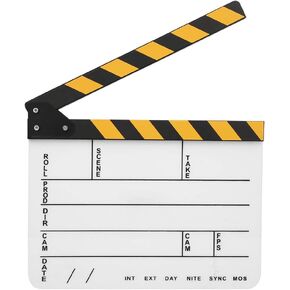 30 x 25 cm Acrylic Film Rattling Board Professional Director Action Clap Film Photography Tool (Yellow Strip White Board (PAV1YWE4))