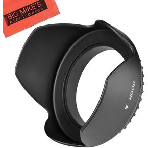 77mm Digital Tulip Flower Lens Hood for Select Canon, Nikon, Olympus, Pentax, Sony, Sigma, Tamron SLR Lenses, Digital Cameras and Camcorders + Microfiber Cleaning Cloth
