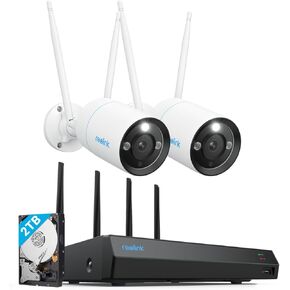 REOLINK WiFi 6 Cameras with WiFi NVR Bundle, 2 pcs 810WA with RLN12W, 2TB HDD Pre-Installed, 24/7 Recording