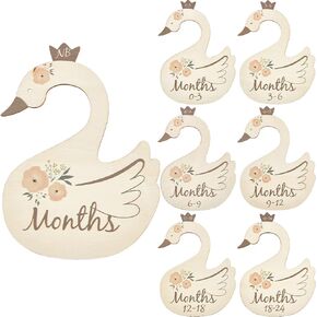 CRASPIRE 8Pcs Wooden Baby Wardrobe Dividers Swan Nursery Decor from Newborn to 24 Month Hanger Seperaters Baby Closet Organizers Nursery Infant Wardrobe Hangers Divider for Newborn Shower