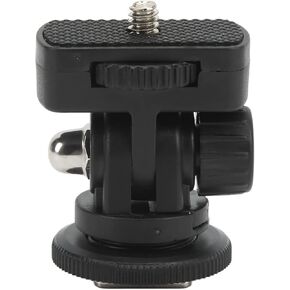 Mini Monitor Ball Head with 1/4 Screw & Cold Shoe Interface - 180° Adjustable, Rubber Pad Protection, Lightweight ABS & Metal Construction