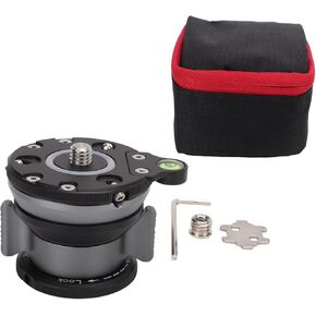 Aluminum Alloy Tripod Leveling Base with Bubble Level for, Cameras - CNC Machined, Rotatable Locking Knob, 1/4 & 3/8 Thread, Panoramic Head Compatible
