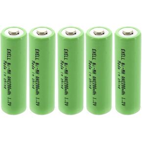 Exell Battery 5x 1.2V AA 2200mAh Rechargeable NIMH Button Top Batteries use w/radio controlled devices electric tools electric mopeds meters two radios toothbrushes cameras camcorders