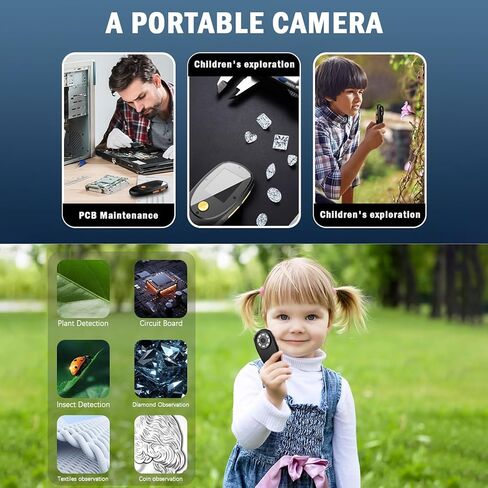 Handheld Digital Microscope with 2.0in Color Screen, Portable Digital Magnifying Glass 500X Magnification for Kids, Built in 8 LED Lights (Black) in Saudi Arabia