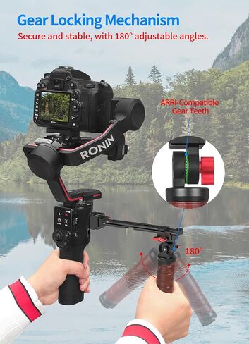 Feichao Wooden Handheld Gimbal Handle Handle Kit قابلة للطي مع 1/4 3/8 مؤشر ترابط حذاء بارد متوافق مع RS2/RS3/RS3 Pro/RS4 Pro/RS3 Mini/RS4 Mini Stabilizer (مجموعة مقبض مزدوجة B) in Kuwait