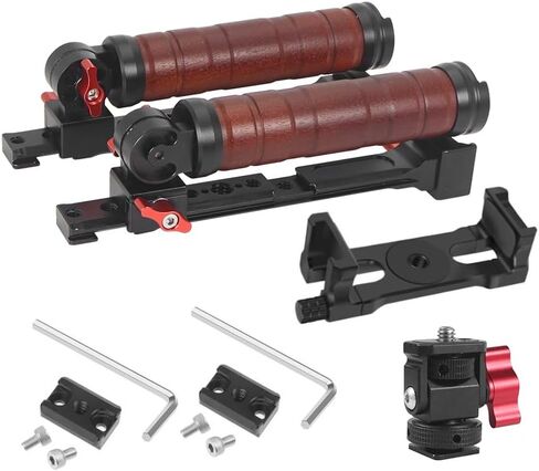 Dual Sling Handgrip Compatible with RS2/RS3, Camera Gimbal Stabilizer Grip, 180° Adjustable Sling Handle Grip w 1/4'' & 3/8'' Screw Hole, Cold Shoe (with Slider & Gimbal & Phone Holder) in Kuwait