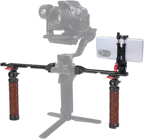 Dual Sling Handgrip Compatible with RS2/RS3, Camera Gimbal Stabilizer Grip, 180° Adjustable Sling Handle Grip w 1/4'' & 3/8'' Screw Hole, Cold Shoe (with Slider & Gimbal & Phone Holder) in Kuwait