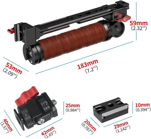 Dual Sling Handgrip Compatible with RS2/RS3, Camera Gimbal Stabilizer Grip, 180° Adjustable Sling Handle Grip w 1/4'' & 3/8'' Screw Hole, Cold Shoe (with Slider & Gimbal & Phone Holder) in Kuwait