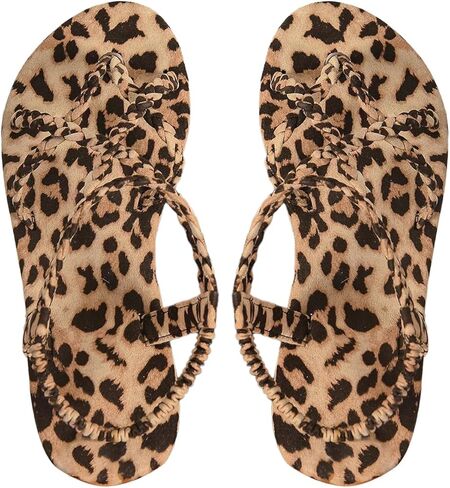 Gorglitter Women's Leopard Strappy Songals Cheetah Open Toe Summer Summer Slide Slide Flip Flop in Saudi Arabia