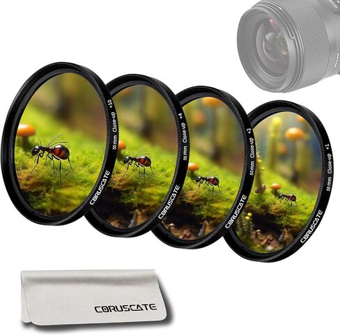 55mm Close-up Filter Kit 4 Pieces(+1,+2,+4,+10) Macro Filter Accessory Close-up Lens Filter Kit Compatible All 55mm Thread Lens+1pcs Lens Cleaning Cloth in Saudi Arabia