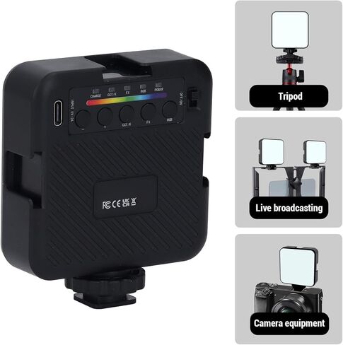 Gowenic RGB LED Video Light ، ضوء الكاميرا LED ، 3 درجة حرارة اللون ، 9 تأثيرات إضاءة FX ، ثقب المسمار 1/4in ، 1500 مللي أمبير في الساعة ضوء كامل اللون التصوير الفوتوغرافي للتسجيل (أسود) in Kuwait