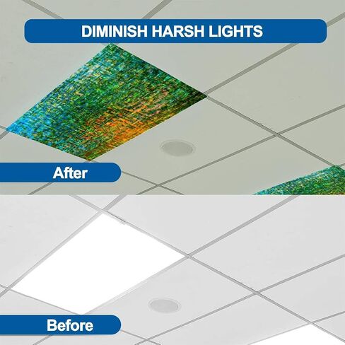 6 Pack Fluorescent Light Covers for Ceiling Light, Colorful Light Filters for Classroom Office Home, 4' x 2' Decorative Magnetic Light Cover in Kuwait