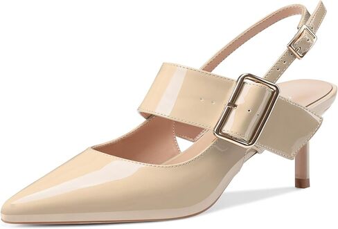 Z.Oufeier Women’s Slingback Low Stiletto Heels Close Pointed Toe Sandals Slip On Buckle Strap Mary Jane Dress Pumps Shoes in Kuwait
