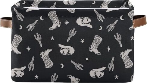 Western Theme Cactus Cowboy Boho Pattern Rectangle Storage Basket Collapsible Storage Bin for Nursery Toys Books Waterproof Baskets for Closet Shelves Bedroom Decor 1 Pack in Saudi Arabia