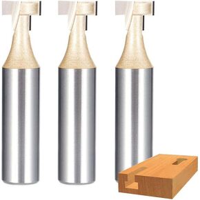 3PCS T-Slot Router Bit 1/4" Shank 5 Inch Cutting Dia Keyhole Bit T-Track Slotting Tungsten Steel Milling Cutter for Woodworking