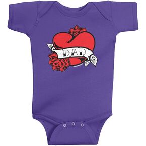 ThreadRock Baby Girls 'Dad' Heart Tattoo Bodysuit