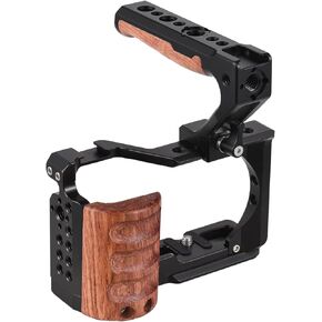 Camera Cage + Top Handle Kit Aluminum Alloy Video Cage with Cold Shoe Mount 1/4 Inch & 3/8 Inch Threads Replacement for Sony ZV-E10 Camera