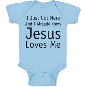 Cute Rascals Custom Baby Bodysuit Just Got Here and Know Jesus Loves Me Christian Jesus God Cotton in Kuwait