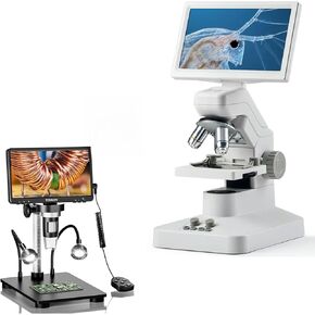 TOMLOV DM301 Pro Microscope for Kids Adults Students, Digital Microscope with 7" Screen, USB & HDMI Output Science Scope Camera with Slides Kits for Classroom Home Lab+DM9b