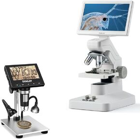 TOMLOV DM301 Pro Microscope for Kids Adults Students, Digital Microscope with 7" Screen, USB & HDMI Output Science Scope Camera with Slides Kits for Classroom Home Lab+DM4S