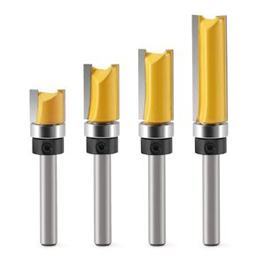 Hozly Pattern Flush Trim Router Bit Set 1/4 Shank , Flush Trim Router Bit Straight Cut Router Bit with a Bearing Woodworking Milling Cutter Tools