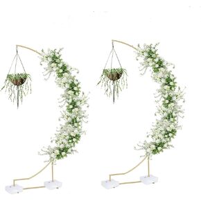 Wedding Arch Backdrop Stand Set of 4 Gold Balloon Flower Backdrop Stands,Metal Arched Backdrop Stand for Birthday Party Bridal Baby Shower arcos para decoracion de Fiestas（6Ft & 8Ft ）