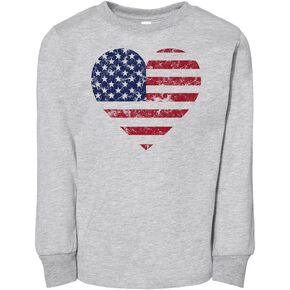 USA Heart Flag Toddler Kids Long Sleeve T-Shirt