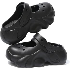Sunporx Women's Platform Clogs Cute Soft Comfortable Beach Slip on Hight Heels Garden Sandals with DIY Charms Clog Shoes Lndoor Outdoor Walking Slippers