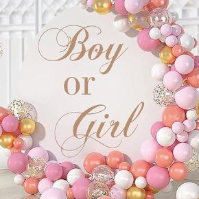 Boy or Girl Gender Reveal Sign Decal Balloon Arch Decoration，Baby Shower Welcome Decal Sign，Arch Decor Baby Party Decorations Vinyl Stickers for Backdrop Party Supply.