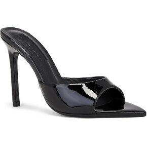 Women's Leather Pointed Toe Stilettos Heeled Sandals Fashion Sexy Open Toe Slip On Backless High Heels Slides for Party Prom Date Dress Shoes