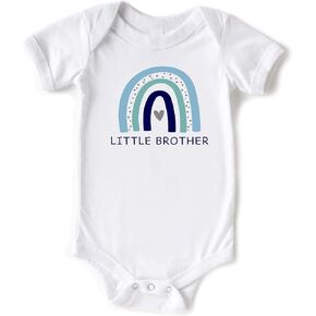 Little Brother/Blue Rainbow Cute Baby Boy Short Sleeve Bodysuit