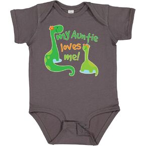 inktastic My Auntie Loves Me Dinosaur Baby Bodysuit