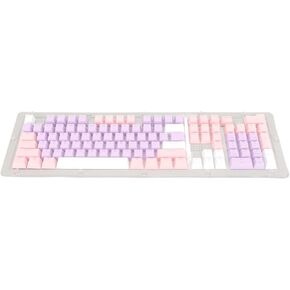 Keyboard Keycaps - 108 Keys OEM Height Two Color Injection Mold for Ergonomic Mechanical Keyboards (Purple Pink White)