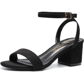 Wide Width Heels Women's Chunky Heels Open Toe Ankle Strap Dress Sandals for Wide Foot Dress Shoes Dressy for Wedding, Party 2.5INCH