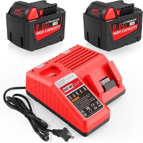 18V 9.0Ah Battery and Charger Station Combo Kit - Battery Replacement for Milwaukee MK18 Battery & Charger for 48-11-2420 48-11-2440 48-11-1815 48-11-1820 48-11-1840 48-11-1850 48-11-2401 48-11-1890