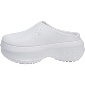 Women's Solid Color Platform Muels, Trendy Closed Toe Slip On Chef Work Shoes, Lightweight Anti-Slip Sandals