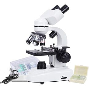 Binocular Microscope 40X-20000X with WF10X & WF50X Eyepieces, Dual LED Illumination, Cell Phone Holder for Adults & Hobbyists