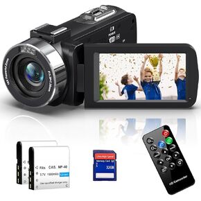 18X Digital Video Camera for YouTube 4K Camcorder with 32GB Card