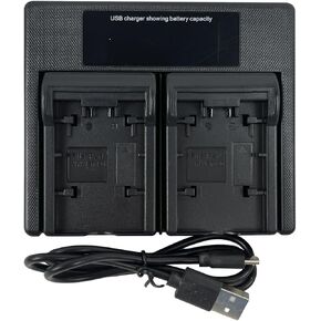 USB LED Dual Camera Battery Charger for VW-VBK180, VW-VBK360, VBT190, VBT380, Fits HC-V100 V110 V130 V160 V180 V201 V210 V250 V380 V500 V510 V520 V550 V700 V710 V720 V750 V770 VX870 VX981.
