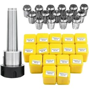 1Set ER25 Spring Collets 9Pcs 16Pcs with MTA2 MTA3 MTA4 MTB2 MTB3 MTB4 Morse Taper Holder and Wrench for CNC Milling Lathe Tool(ER25 0.005,MTB2-ER25(9Pcs))
