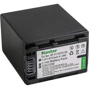 Kastar NP-FV100 Battery 1-Pack for Sony NP-FH100 NP-FV100 NP-FH90 FH70 FH60 TRV and Sony DCR-DVD405 407E 408 410E 450 602E 610 650E DCR-HC96 DCR-SR85 HDR-HC9 HDR-UX20 HDR-SR12 DCR-SR65E XR500E Camera
