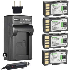 Kastar Battery (4-Pack) and Charger Kit for JVC BN-VF808 BN-VF808U and GR-D771 GR-D775 GR-D790 GR-D793 GR-D796 GR-D850 GR-D851 GR-D853 GR-D870 GR-D875 GR-DA30 GS-TD1 GY-HM70 GY-HM100 GY-HM100U
