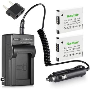 Kastar Battery (2-Pack) and Charger Kit for Canon NB-11L, CB-2LD, CB-2LF work with Canon PowerShot A2300 IS, A2400 IS, A2500, A2600, A3400 IS, A3500 IS, A4000 IS, ELPH 110 HS, ELPH 115 HS, ELPH 130 HS, ELPH 135 HS, ELPH 140 HS, ELPH 150 HS, ELPH 320 HS, E