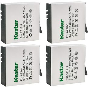 Kastar 4-Pack Battery Replacement for Xiaomi YI AZ16-1, Xiaomi YI AZ16-2 Battery, Xiaomi Yi 4K, Xiaomi Yi 4K+, Xiaomi Yi Lite, Xiaomi YI 360 VR Sport Action Camera Camcorder