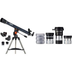 Celestron - AstroMaster 70AZ Telescope - Refractor Telescope - Fully Coated Glass Optics - Adjustable Height Tripod – Bonus Astronomy Software Package & AstroMaster Telescope Accessory Kit